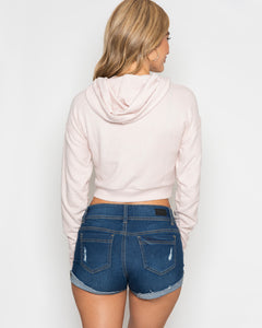 Charleigh Crop Hoodie- Pink