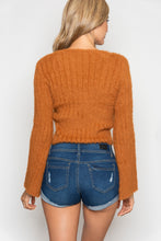 Load image into Gallery viewer, Brie Twist Crop Knit Sweater- Camel