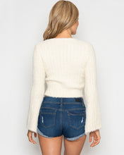 Load image into Gallery viewer, Brie Twist Crop Knit Sweater- Ivory